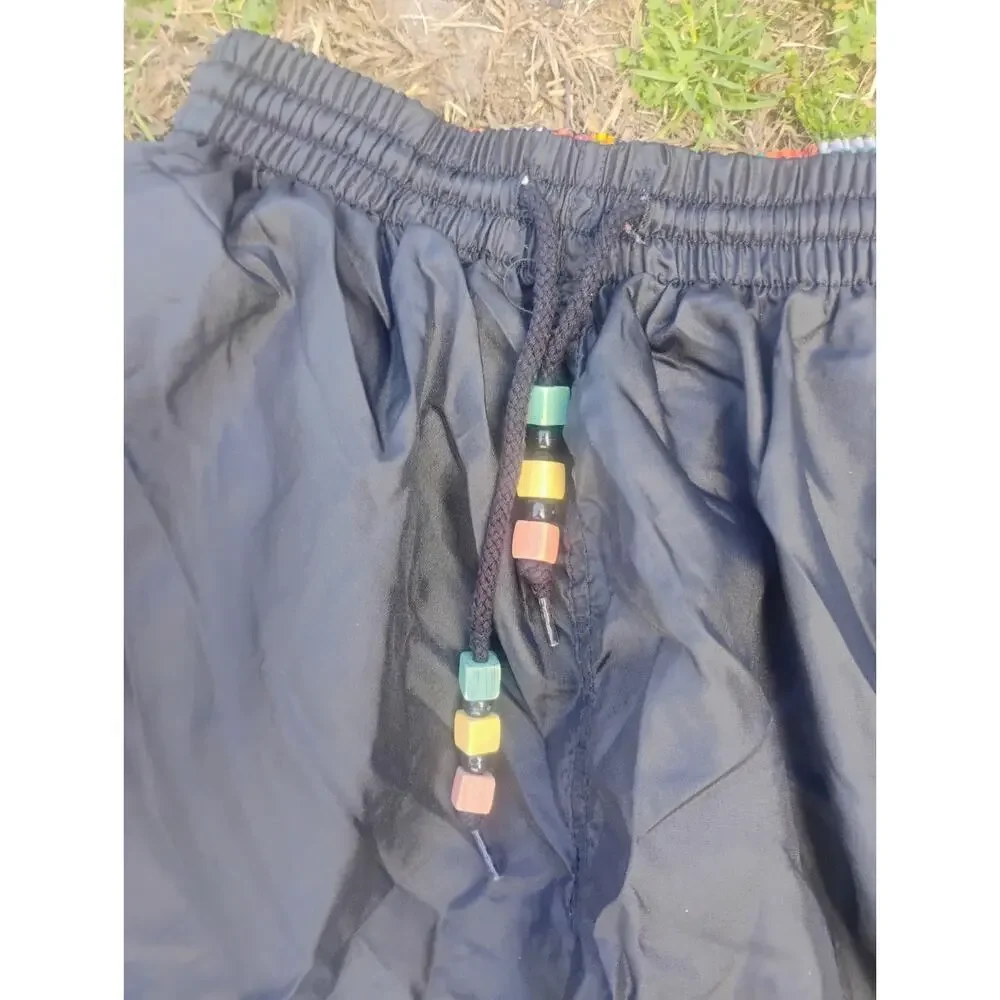 Vintage In Excess Nylon Athletic Shorts Mens M Black Colorblock Lined 90s Retro